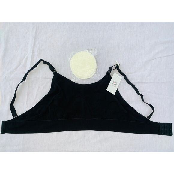 Lupantte Hands Free Pumping Black Bra Sz L With Pads Adjustable Cotton Blend NWT - Picture 4 of 12